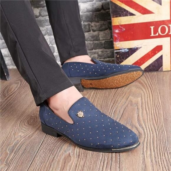 Metallic Glitter Loafers for Men Pointed Toe Slip On Dress Shoes main image 6
